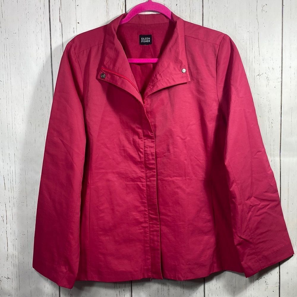 Eileen Fisher Fuchsia Pink Lightweight Jacket Minimalist Modern Layer Effortless